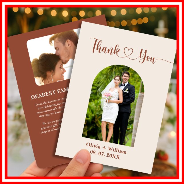 Burnt Orange Boho Terracotta Rustic Wedding Thank You Card (Creator Uploaded)