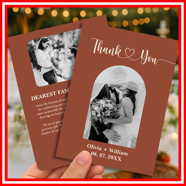 Burnt Orange Boho Terracotta Rustic Wedding Thank You Card (Creator Uploaded)