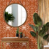 Burnt Orange Boho Tribal Patterned Peel and Stick