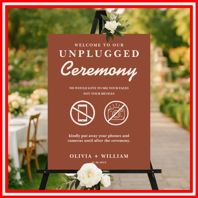 Burnt Orange Boho Unplugged Ceremony Wedding Sign (Creator Uploaded)