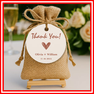 Burnt Orange Boho Wedding Favors Heart Favor Tags