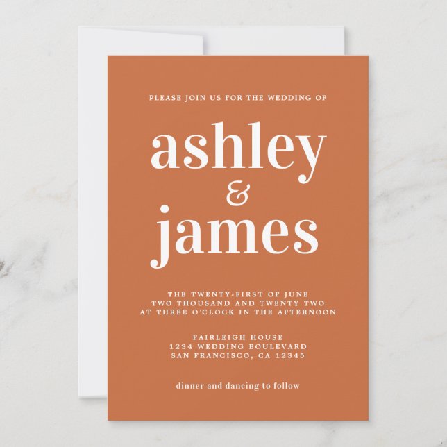 Burnt Orange Boho Wedding Invitation (Front)