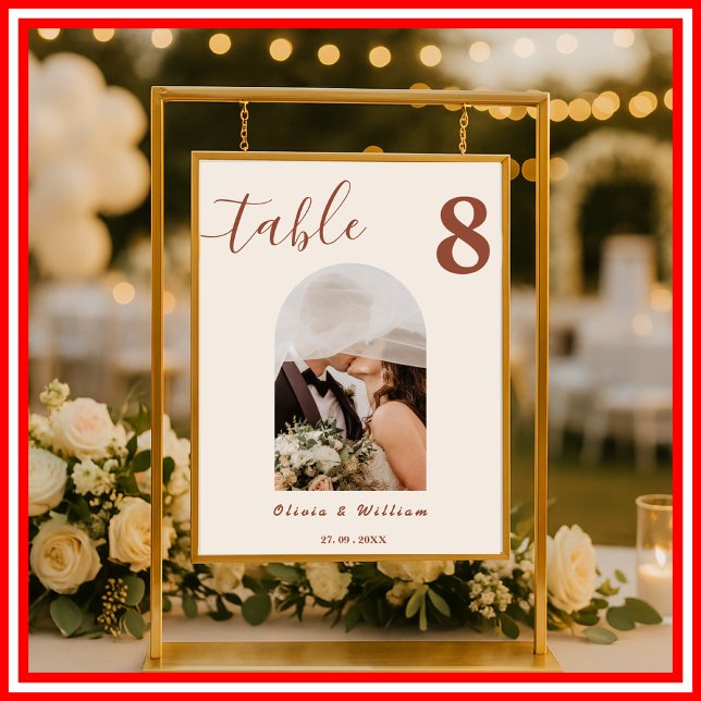 Burnt Orange Boho Wedding PHOTO Table Number  Poster (Creator Uploaded)