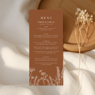 Burnt Orange Boho Wildflower Wedding Reception Menu