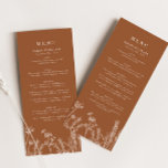 Burnt Orange Boho Wildflower Wedding Reception Menu<br><div class="desc">Burnt Orange Wildflower Wedding Flat Menu</div>