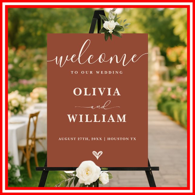 Burnt Orange Boho Wildflowers Wedding Welcome Sign (Creator Uploaded)