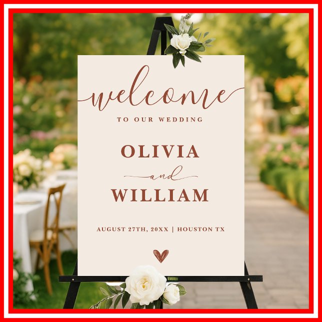 Burnt Orange Boho Wildflowers Wedding Welcome Sign (Creator Uploaded)