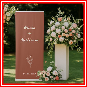 Burnt Orange Boho Wildflowers Wedding Welcome Sign