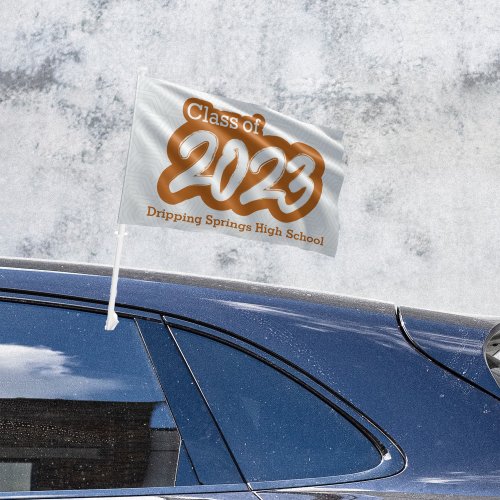Burnt Orange Bold Brush Class of 2023 Car Flag