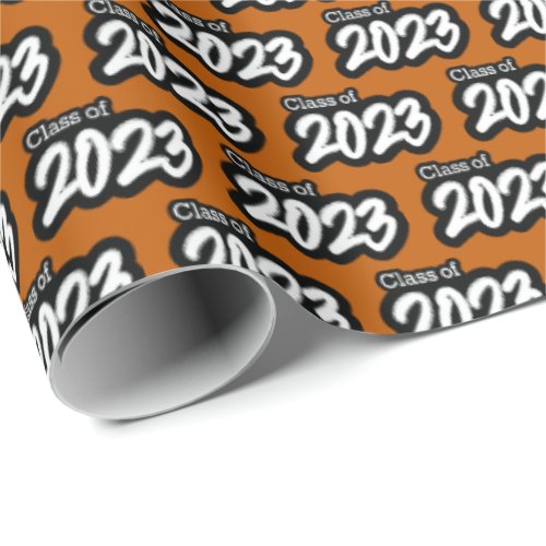 Burnt Orange Bold Brush Class of 2023 Wrapping Paper