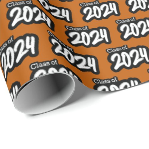 Burnt Orange Bold Brush Class of 2024 Wrapping Paper