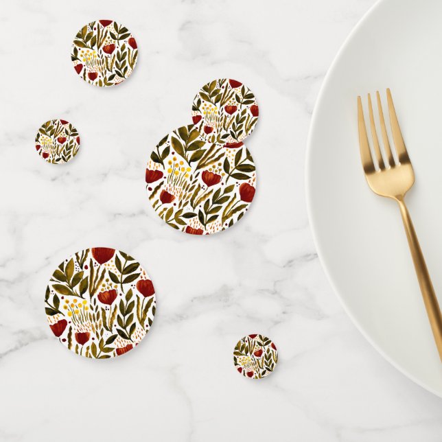 Burnt orange botanical floral illustration  confetti (Group)