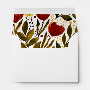 Burnt orange botanical floral illustration envelope