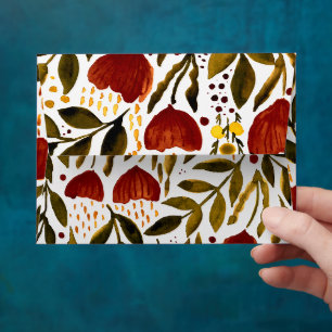 Burnt orange botanical floral illustration envelope