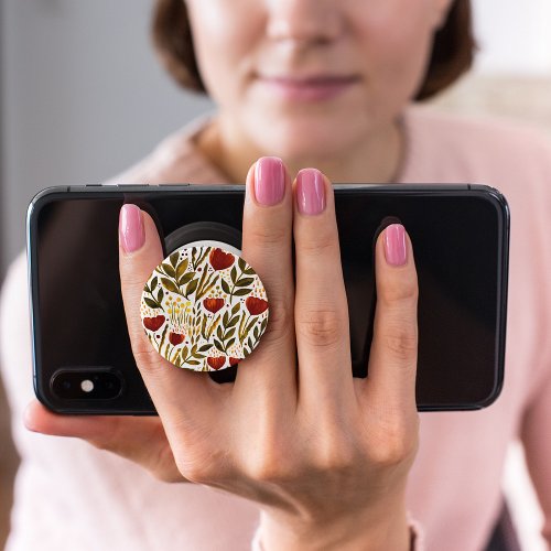 Burnt orange botanical floral illustration  PopSocket