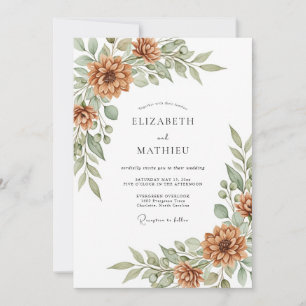 Burnt Orange Botanical Harvest Wedding Invitation