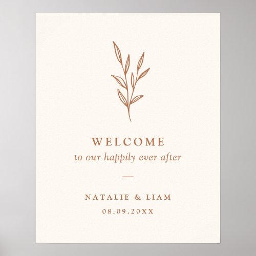 Burnt Orange Botanical Wedding Welcome Sign