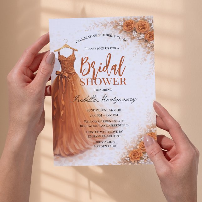 Burnt Orange Bridesmaid Dress Bridal Shower Invitation (Burnt Orange Bridesmaid Dress Bridal Shower Invitations
)