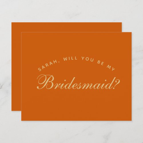 Burnt Orange Bridesmaid Proposal Budget Simple