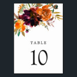 Burnt Orange Burgundy Fall Floral Rustic Wedding Table Number<br><div class="desc">Rustic boho floral Wedding Table Number featuring a watercolor painted floral bouquet with warm and earthy shades of burnt orange,  terracotta and deep burgundy along with some greenery.  This elegant Table Number with the rich shades of autumn is great for a fall wedding.</div>