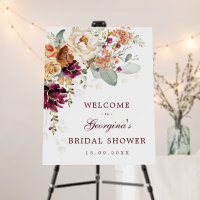 Burnt Orange Burgundy Flower Bridal Shower Welcome