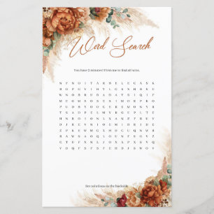 Burnt orange burgundy greenery pampas Word Search