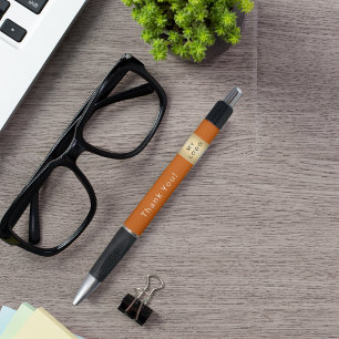 Burnt orange business company logo Thank You Pen