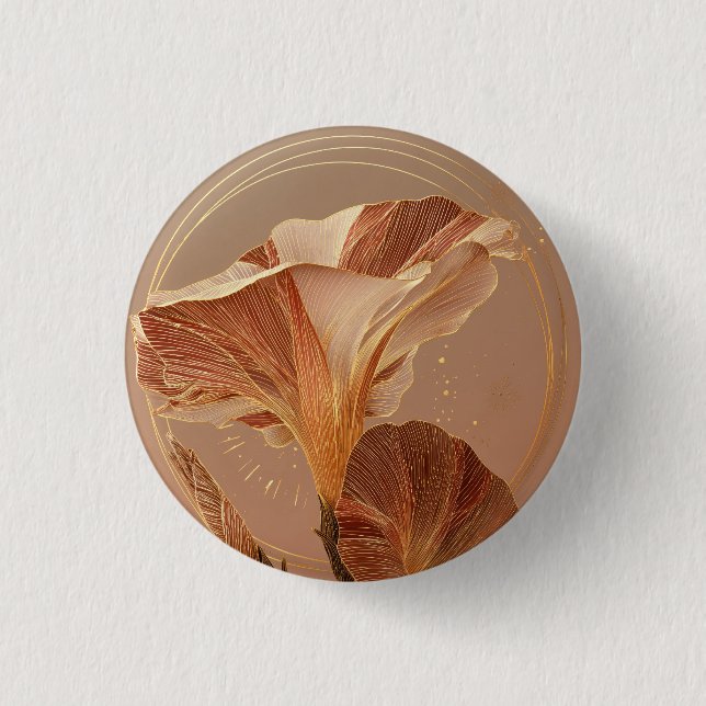 Burnt Orange Calla Lily Botanical Button (Front)