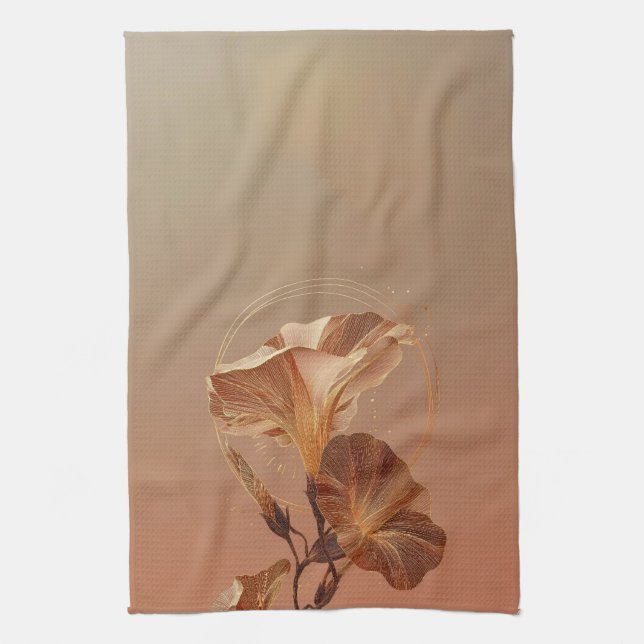 Burnt Orange Calla Lily Botanical Kitchen Towel (Vertical)