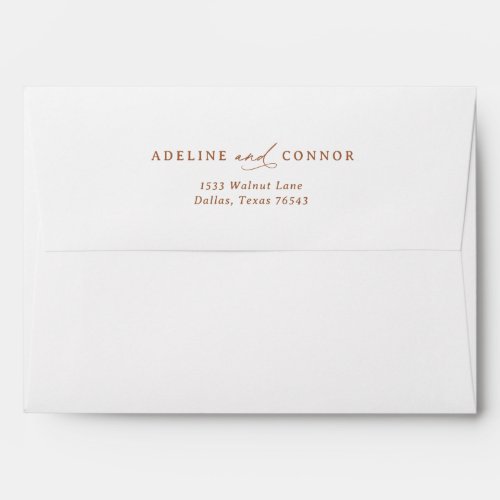 Burnt Orange Calligraphy Addressed Wedding Envelope