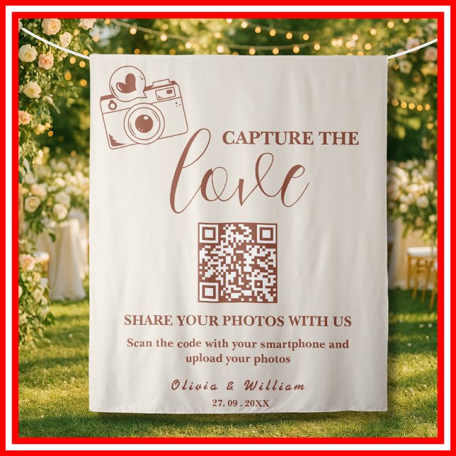 Burnt Orange Capture The Love QR Wedding Backdrop (Creator Uploaded)