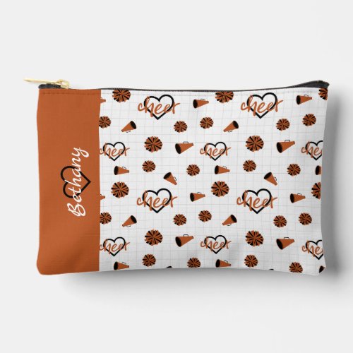 Burnt Orange Cheer Hearts Pom Poms Megaphone Accessory Pouch