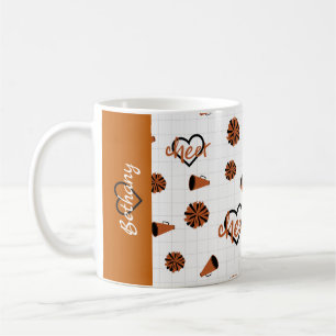 Burnt Orange Cheer Hearts, Pom Poms, Megaphone Coffee Mug