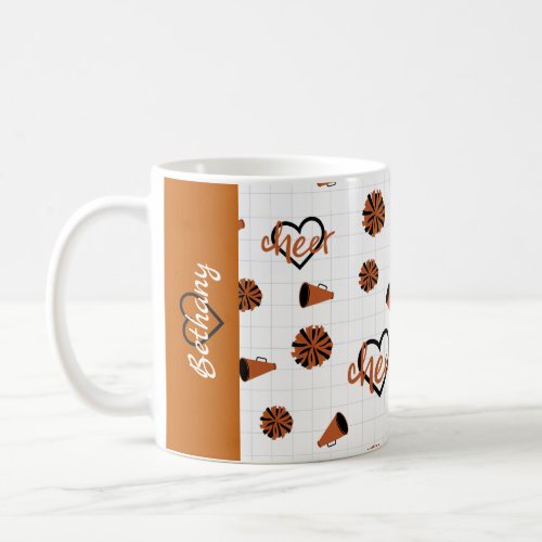 Burnt Orange Cheer Hearts Pom Poms Megaphone Coffee Mug