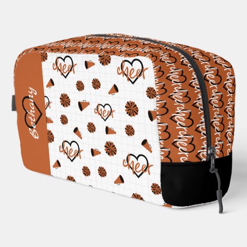 Burnt Orange Cheer Hearts Pom Poms Megaphone Dopp Kit