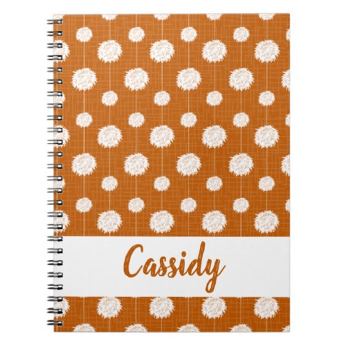 Burnt Orange Cheerleader Pom Pom Pattern Notebook