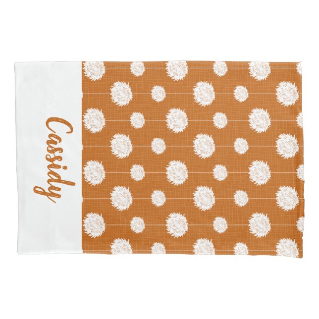Burnt Orange Cheerleader Pom Pom Pattern Pillow Case (Front)
