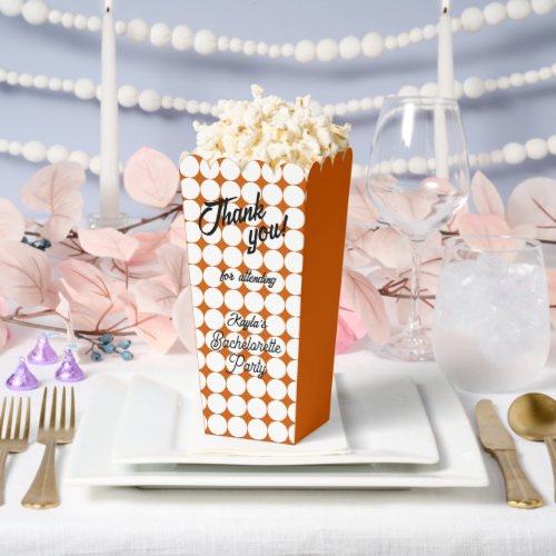 Burnt Orange Circle Pattern Bachelorette Party Favor Boxes