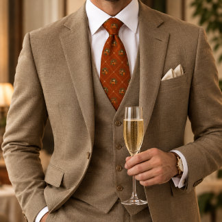 Burnt Orange Citrus Heritage Lattice Neck Tie