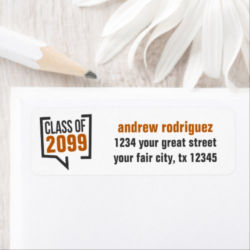 Burnt Orange Class Year Speech Bubble Label