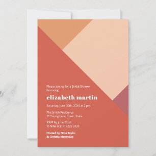 Burnt Orange Color Block Bridal Shower Party Invitation