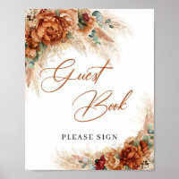 Burnt orange copper terracotta Guest Book Sign