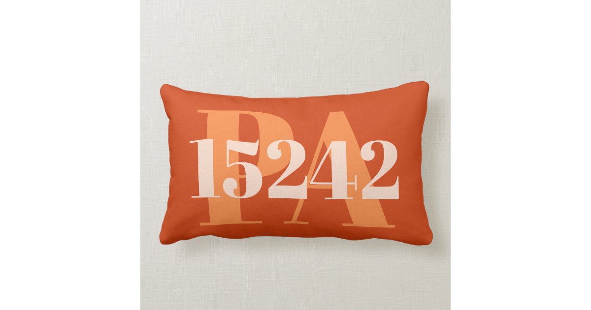 Burnt Orange Coral Red Personalized Area Code Zip Lumbar Pillow Zazzle Com