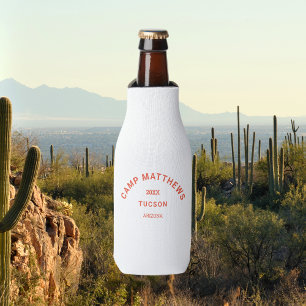 Burnt Orange Crest Family Camping Trip Bottle Cooler