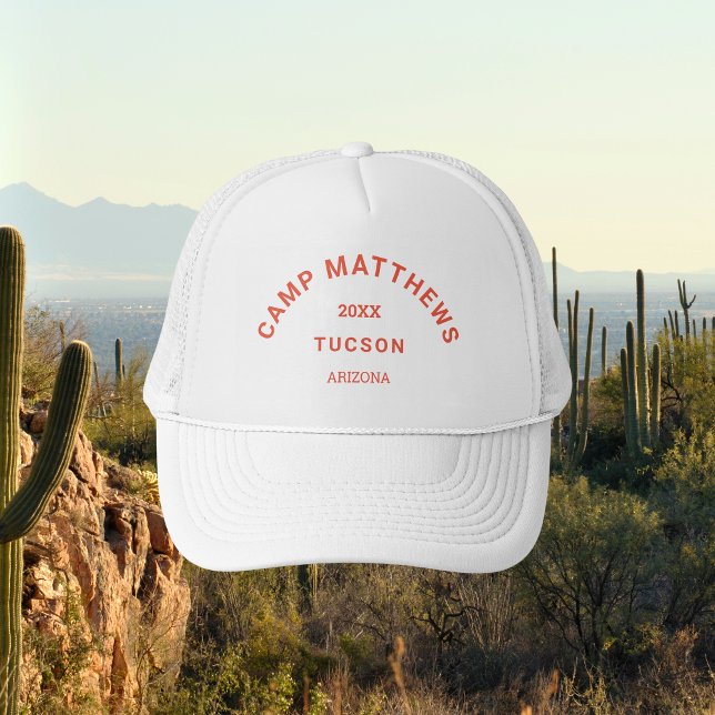 Burnt Orange Crest Family Camping Trip Trucker Hat (Creator Uploaded)