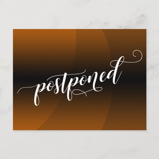 Burnt Orange Curve Postponed Wedding Notice Postcard (Front)