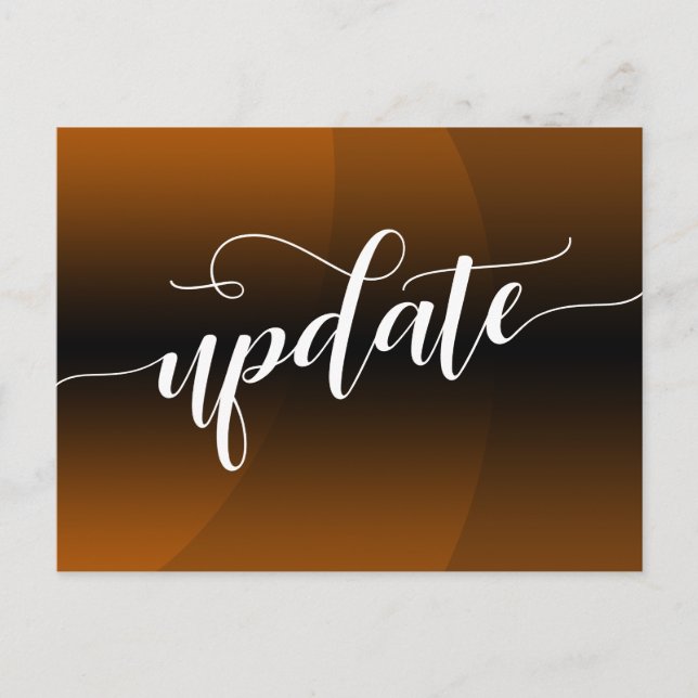 Burnt Orange Curve Wedding Update Notice Postcard (Front)
