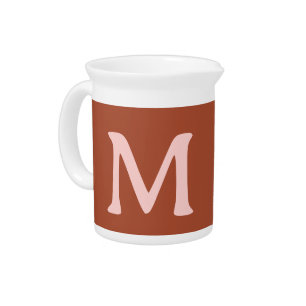 Burnt Orange Custom Monogram  Beverage Pitcher
