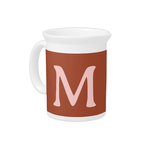 Burnt Orange Custom Monogram  Beverage Pitcher (Left)