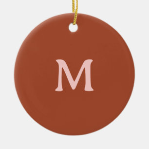 Burnt Orange Custom Monogram  Ceramic Ornament